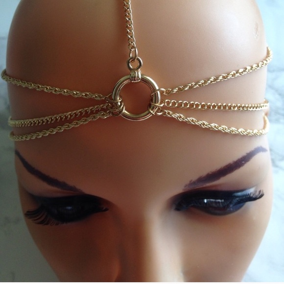 4/$20 3 Layer Gypsy Headchain Gold Head Chain NWT - Picture 1 of 7